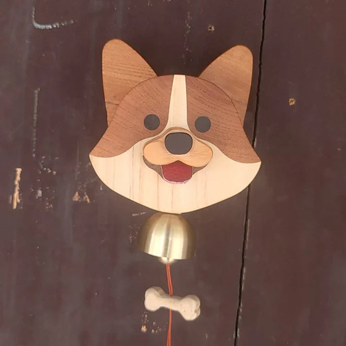 Handcrafted Wooden Shiba Inu Doorbell Wind Chime